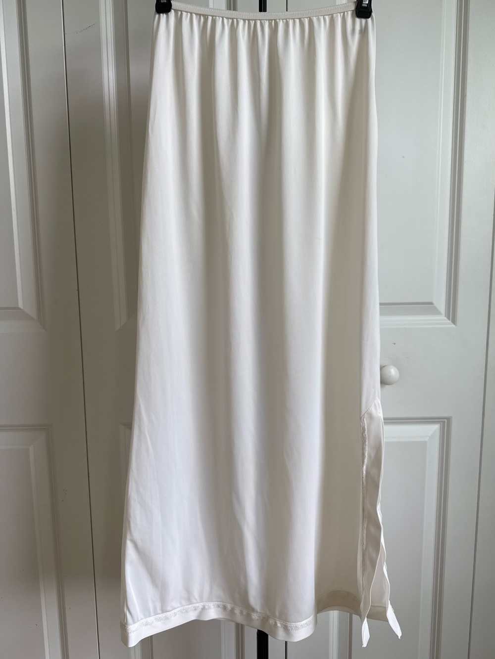 Vintage Komar White Nylon Maxi Slip Skirt Made in USA Size S